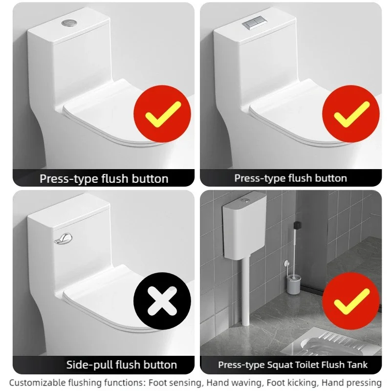 Automatic Flushing Toilet Toilets Sensor Flush WC Anti-Splash Wireless Transmitter Smart Toilets Button Non-Touch WC Flush Valve