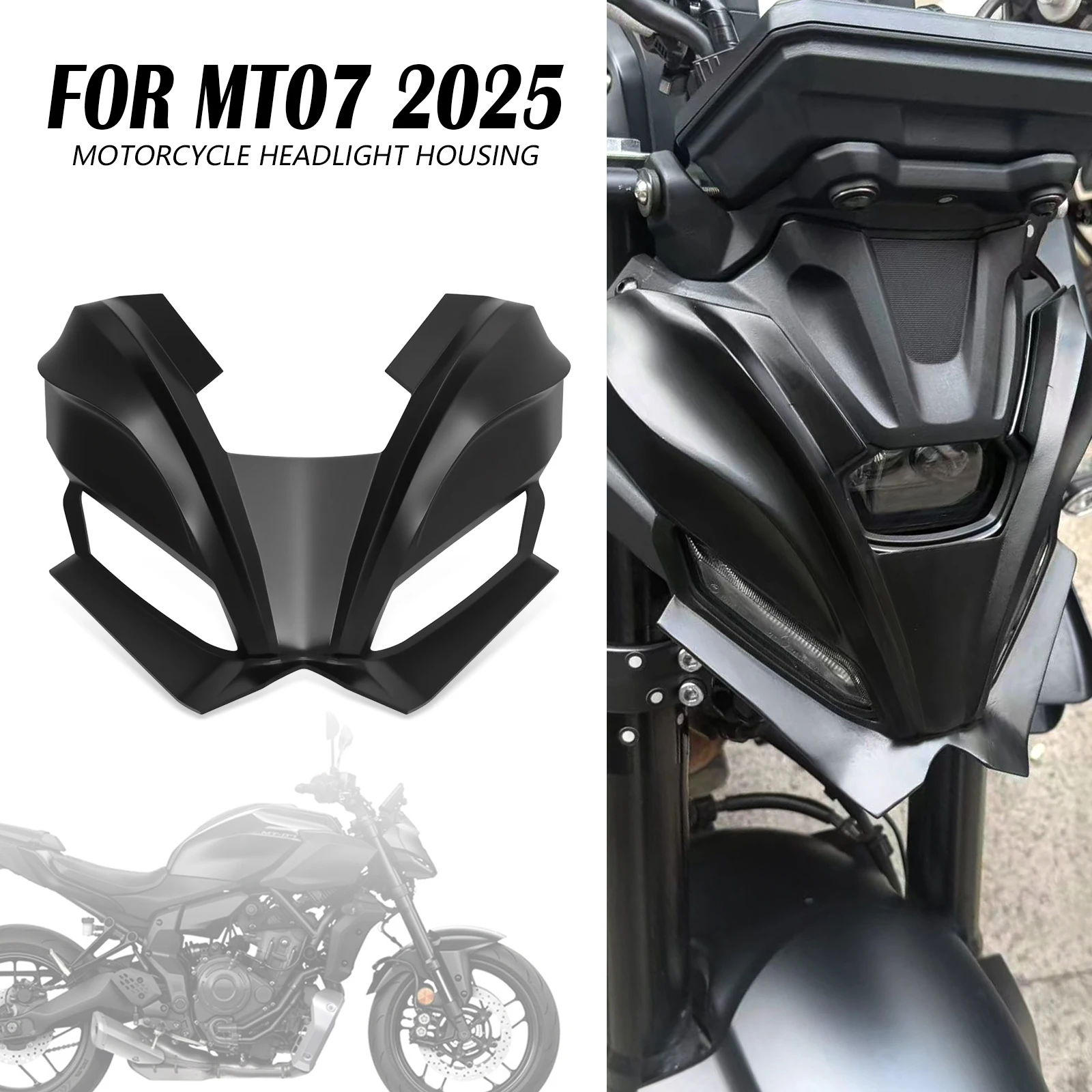 

Motorcycle Headlight Guard Fairing For Yamaha MT-07 2025 MT 07 MT07 2026 Front Beak Nose Cone Fairing Headlamp Cowl Body Kit
