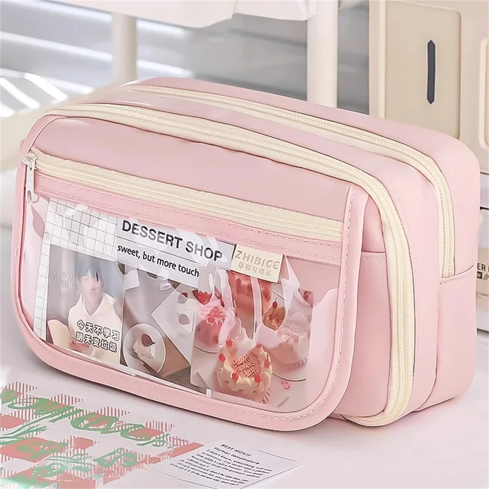 Multi-Color 9-Layer Large Capacity Pencil Case Transparent Storage Zipper Closure for Girl School Supplies Pencil Case