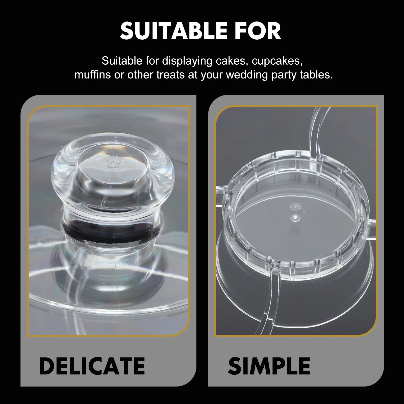 

1Set Food Grade Dessert Stand Cake Plate Transparent Acrylic Serving Tray for Party Transparent Cake Holder Fruit Dessert Plate