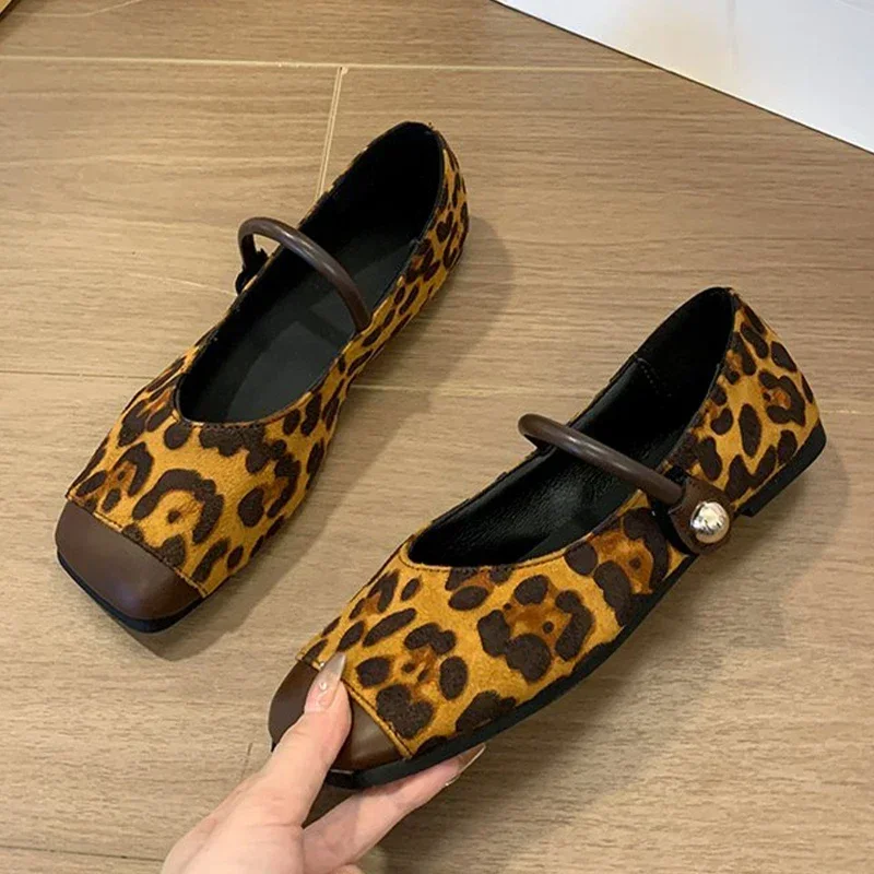 Leopard Women Flats Shoes Suede Shallow Casual Walking Shoes 2024 Autumn New Brand Fashion Dress Sandals Soft Mujer Zapatillas