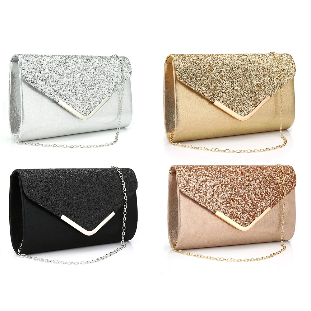 

Sequined Envelope Clutch Bags For Women Fashion Gold Purses And Handbags With Chain Shoulder Bags Wedding Party Clutches