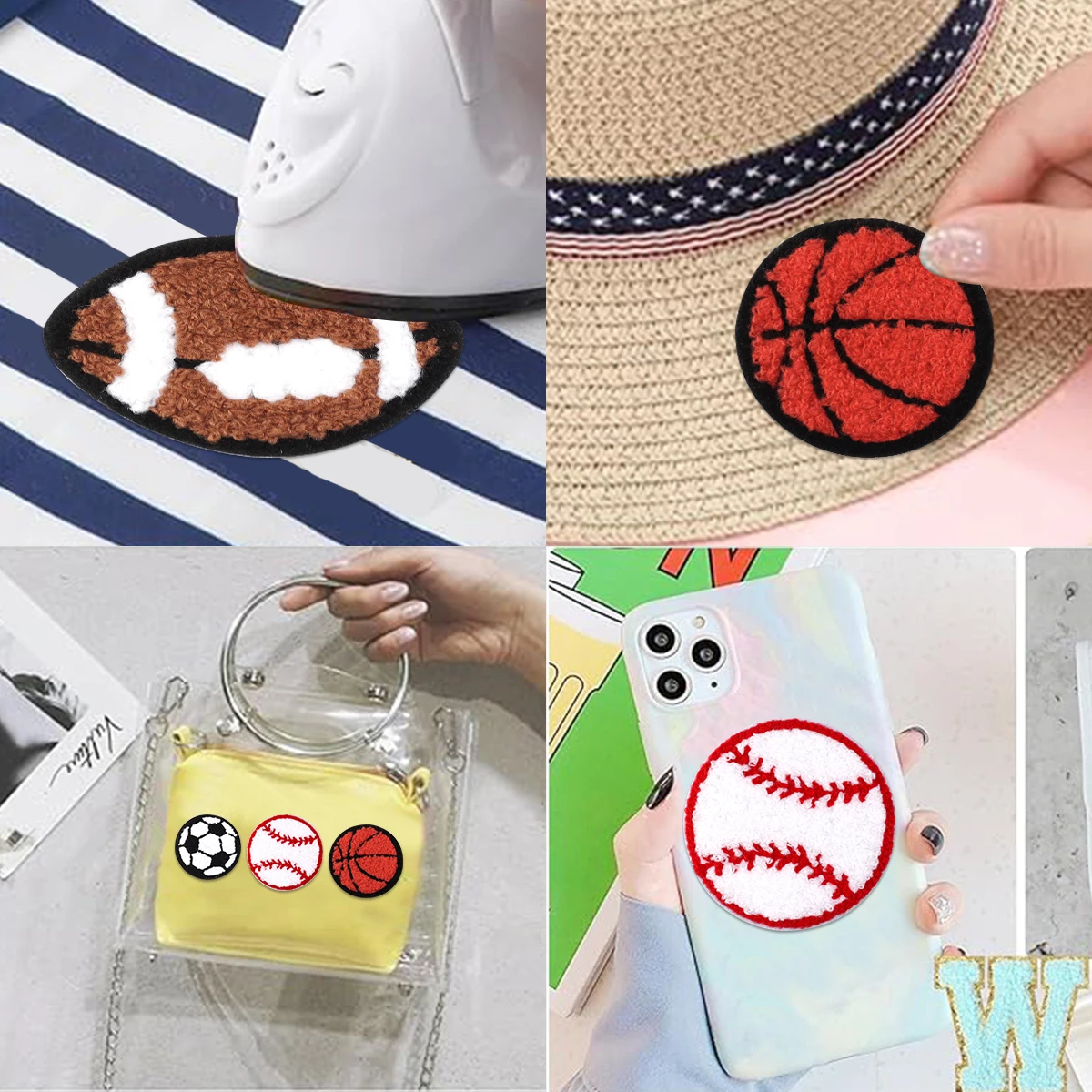 4pcs/lot Sports Embroidered Patches Basketball Football Rugby Sewing Cloth Appliques for Clothes Hats Jeans Iron On Accessories