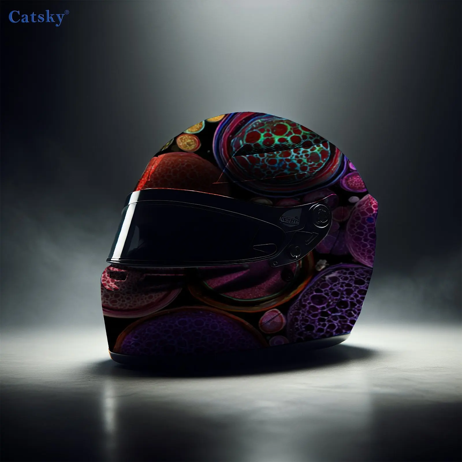 Etiqueta engomada impermeable autoadhesiva del casco de la motocicleta del material del PVC del patrón circular, pega firmemente y no caiga, impermeable y w