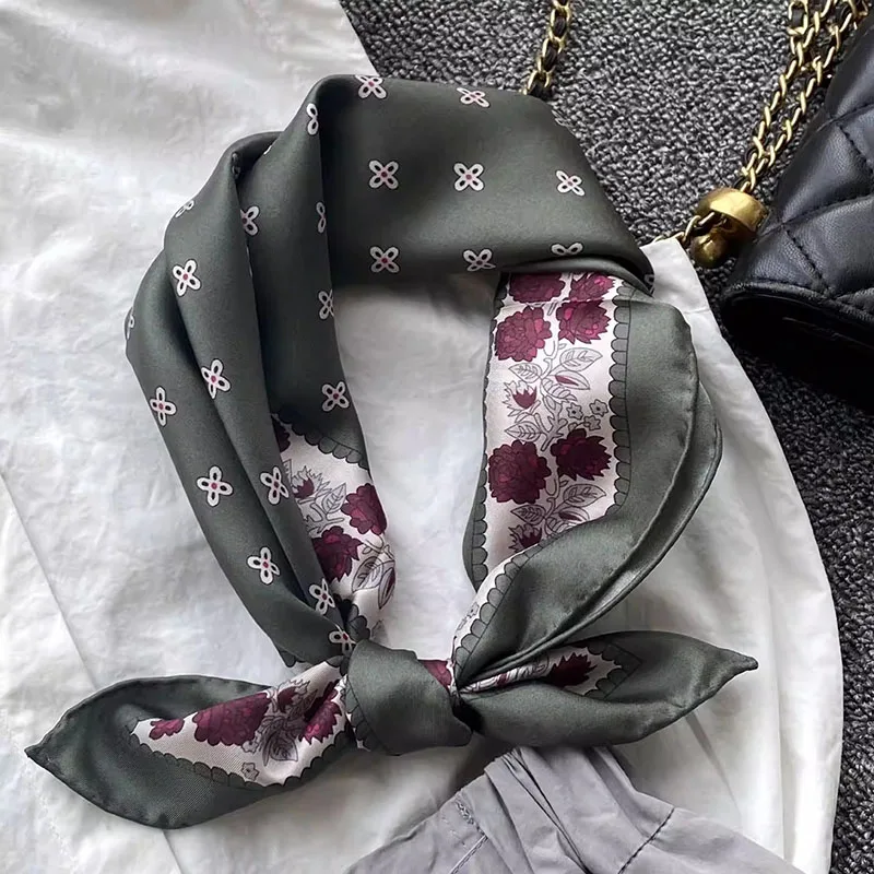 

Винтажный шелковый платок-бандана с принтом, 100% шелк, женский, весенний, модный, для шеи, головы, волос, 53x53 см