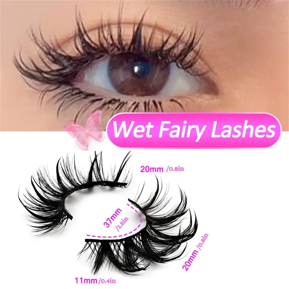 7 Paar trendige Manga-Wimpern im Wet-Look, kräftiges Volumen & Schwung, langanhaltendes Augen-Make-up für besondere Anlässe & täglichen Glamour – Detail 4