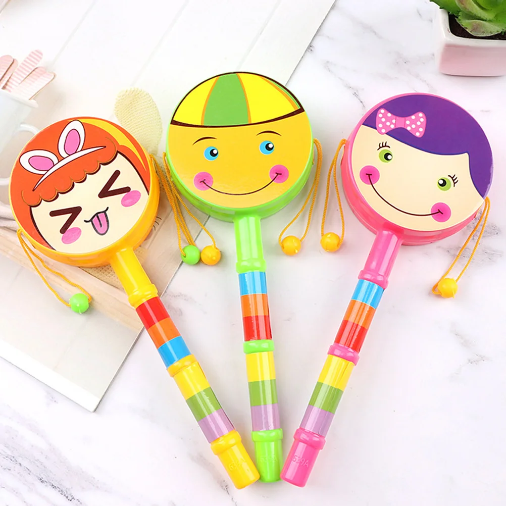 4Pcs Kids Rattle Drums Baby Hand Rattles Cartoon Style Smooth Surface Safe for Infant Early Music Development Kids Rattle Drums