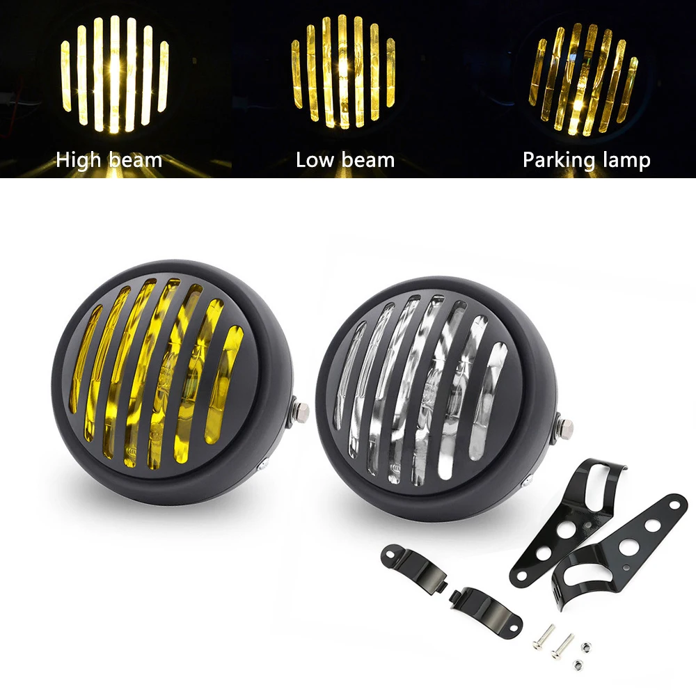 

DUILU Motorcycle Accessories Head Lights CG125 Has Been Modified With Headlights GN125 Vintage Black Cover Round Front Headlight