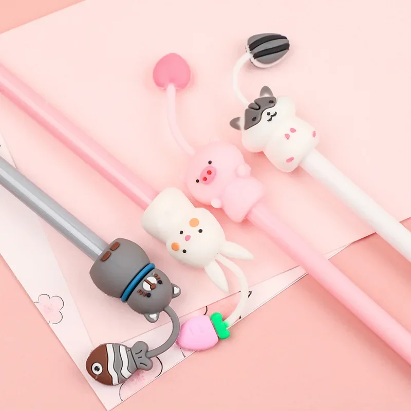 

Гелевая ручка Kawaii 0,38 мм, черная чернильная ручка, гелевая ручка с рисунком милого домашнего животного, маленькая свежая офисная канцелярская ручка, гелевая ручка для письма с подписью