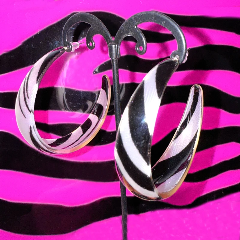 Y2K Jewelry Acrylic Zebra Striped Earrings for Women Fashion Bohemian Vintage Sexy Earrings Korean Fashion Earrings Accessories