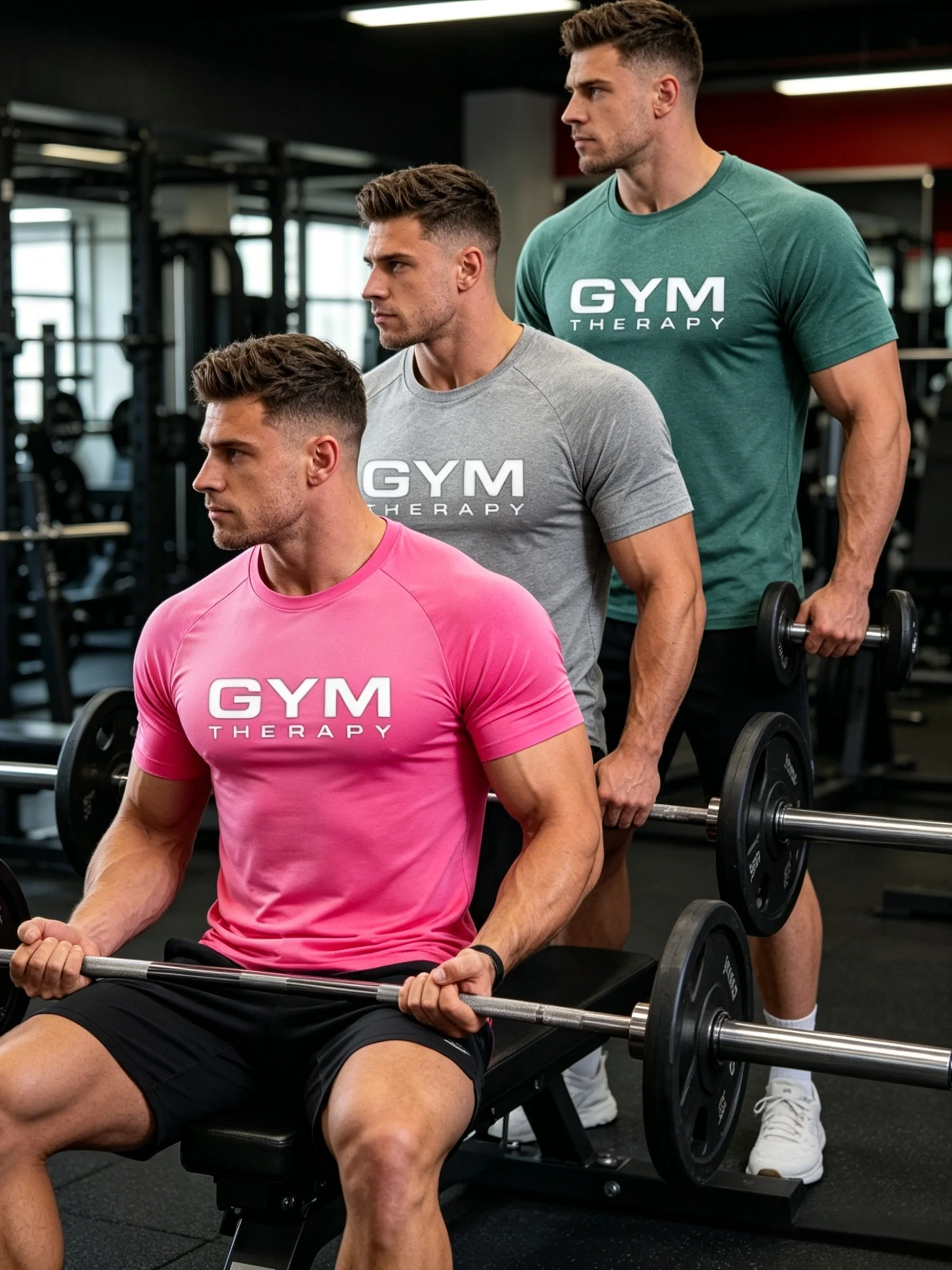 3PCS Gymnastics Quick-Dry Anti-Static Smooth Men's T-Shirts with High Elasticity - Non-Slip Short Sleeve Running Sports Outfits