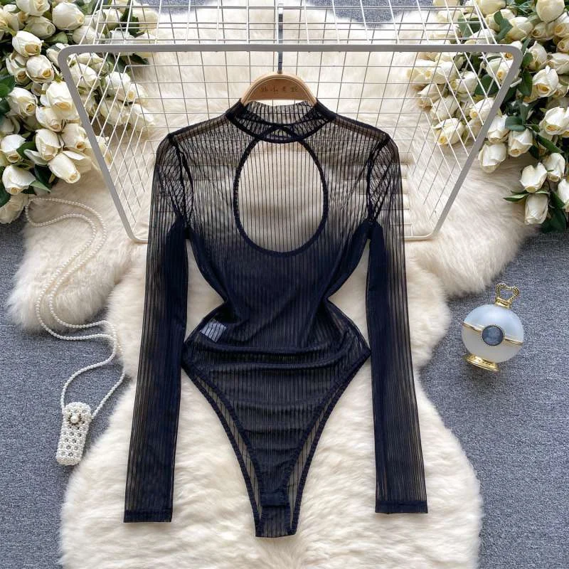 

plus Size Suit Sexy Bal Me Long Sve Hollow out See tough Autumn Trendy Women's Clothing Korean Sle