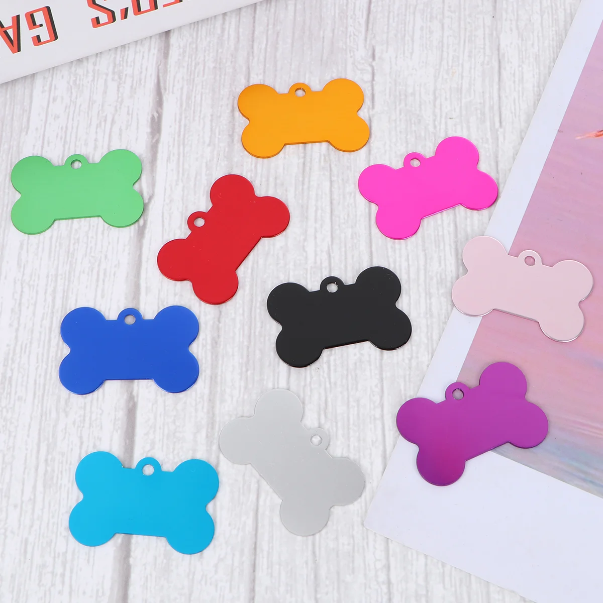 10 Pcs Blank Bone Shaped Dog Tag Cat Tags Personalized Small Pet ID Aluminum Alloy Label