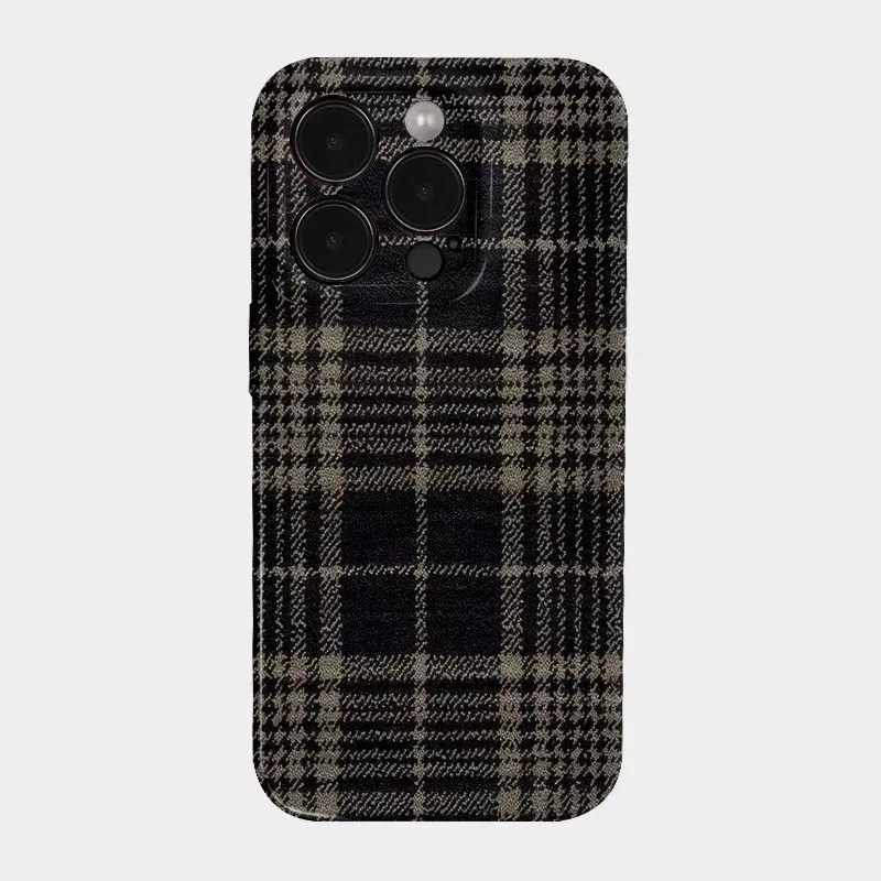 

Black Gray Grid Pattern Phone Case for IPHONE 17 Air 16E 15 PROMAX 14 Plus 13 12 MINI 11 PRO 16Plus XR XS SE Acrylic Phone Cover