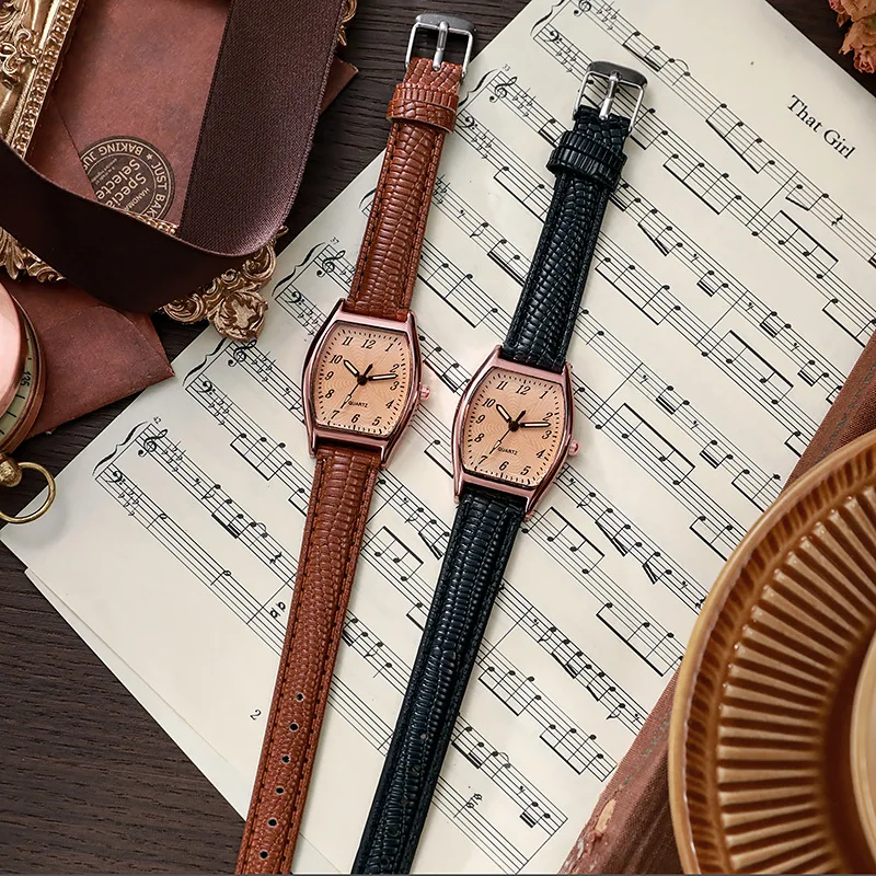 Watch for Women Small Ladies Wristwatches Brown Retro Vintage Leather Bracelet Watch Black Quartz Wristwatches Reloj Mujer