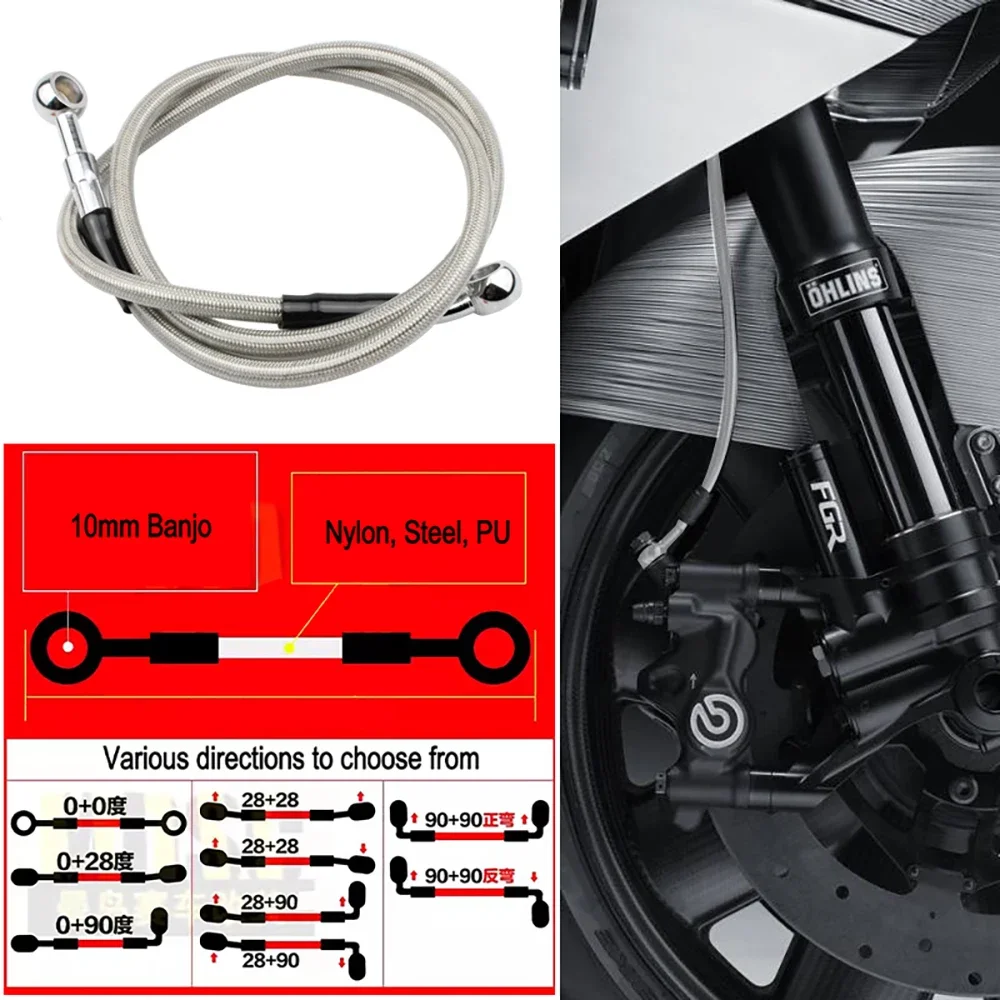 100mm ~ 5000mm motocicleta de acero trenzado freno hidráulico embrague manguera de aceite línea de freno para bicicletas Motocross Street 10mm Banjo