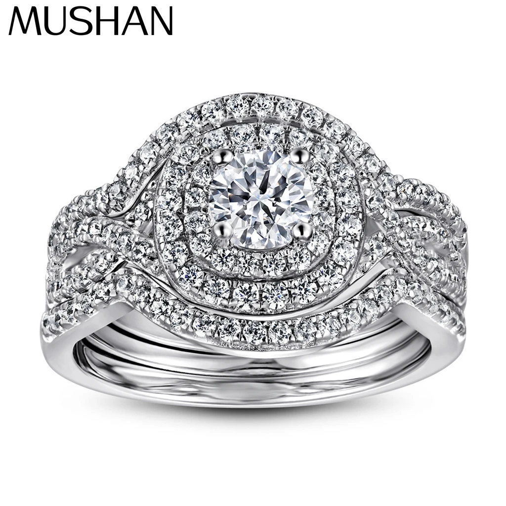 

MuShan Jewelry 925 Sterling Silver Rings Bands Engagement Ring 5A Cubic Zirconia Vintage Rings Bands Anniversary Women Gift