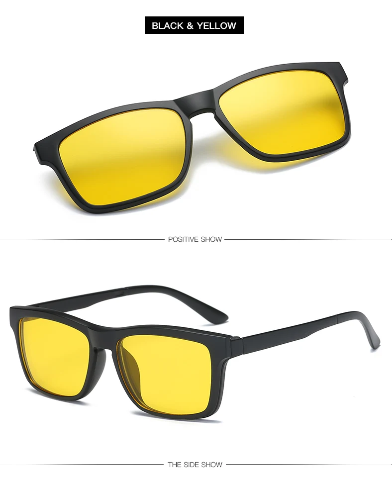 Magnetische Sonnenbrille für Männer und Frauen Clip-On-Brille Quadratische Optische Korrekturbrille für Kurzsichtigkeit Herren Outdoor-Angelbrille UV400-Schutz – Detail 9