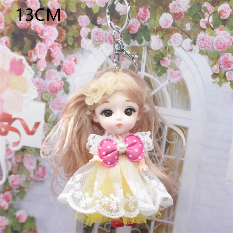 13CM Kids Cartoon Fashion Cute Wedding Doll Keychain Children's Schoolbag Decoration Doll Pendant Girls Birthday Holiday Gifts
