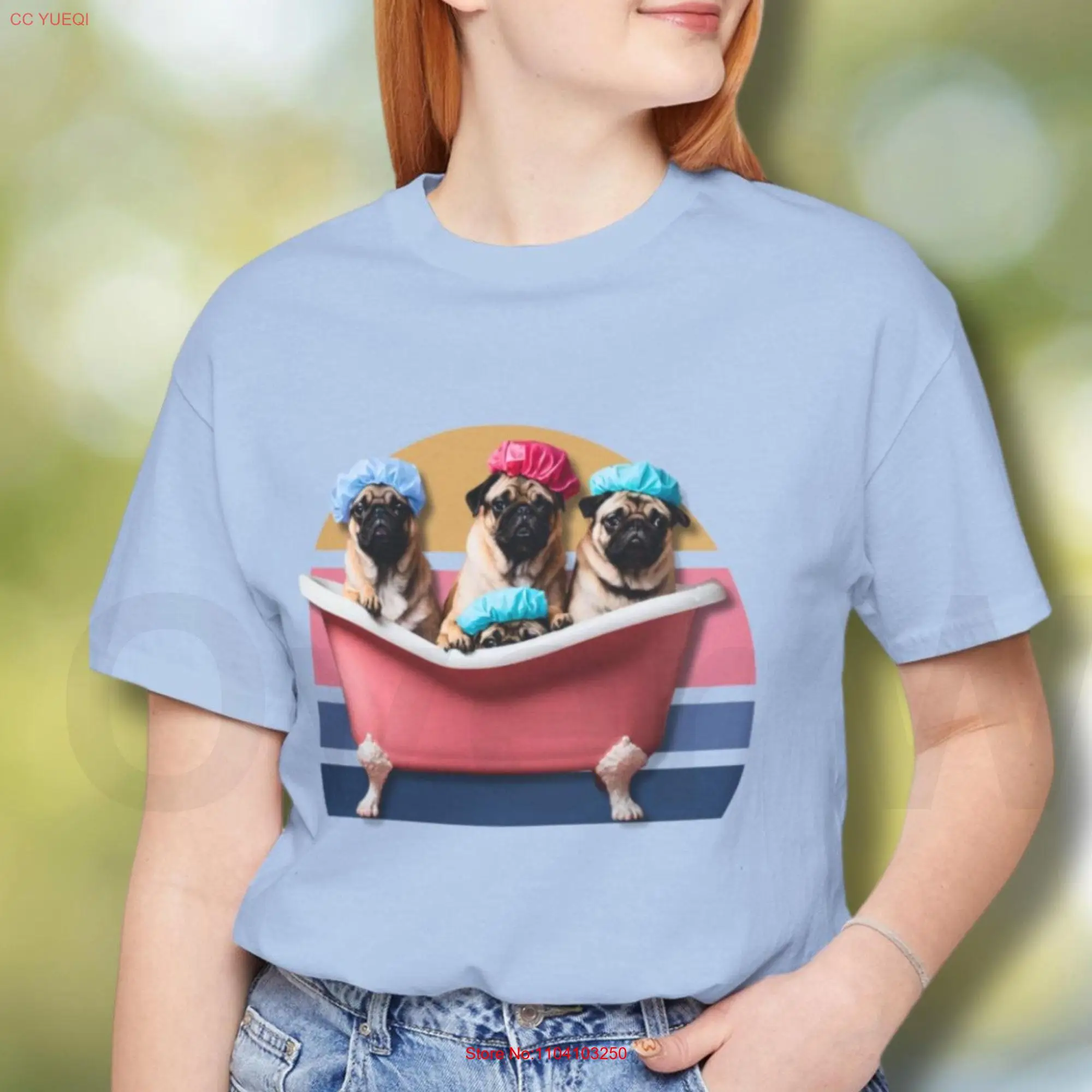 Pugs in a Tub T shirt Funny Pug Puggle Bath Rub Dub Dog Top Lover Mama Premium Bella for Him Her long or short sleeves