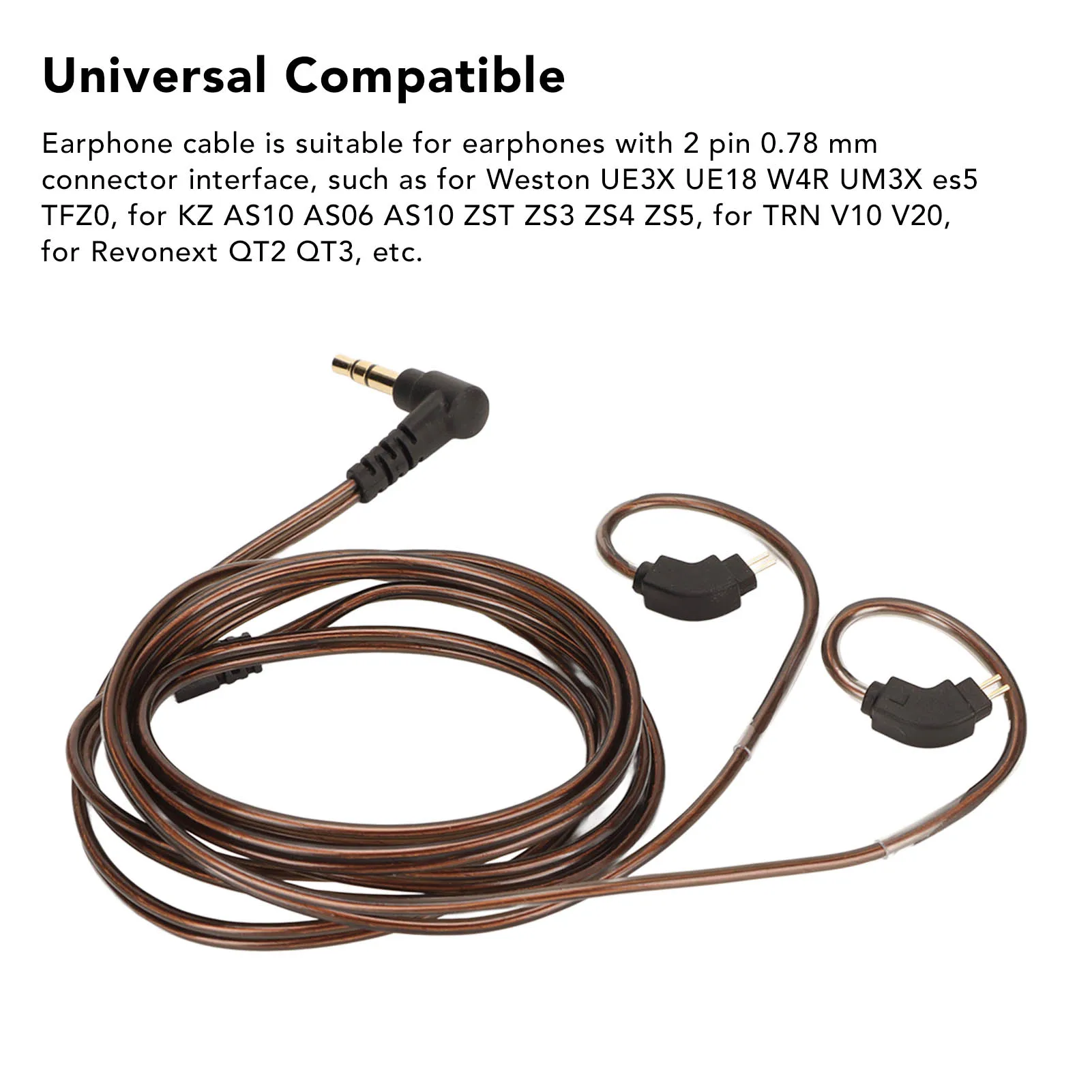 Cable de repuesto para auriculares con diseño de gancho para la oreja, sonido claro, conector de 2 pines de 0,78 mm, cable de actualización para auriculares ZS5, QT2, UE3X