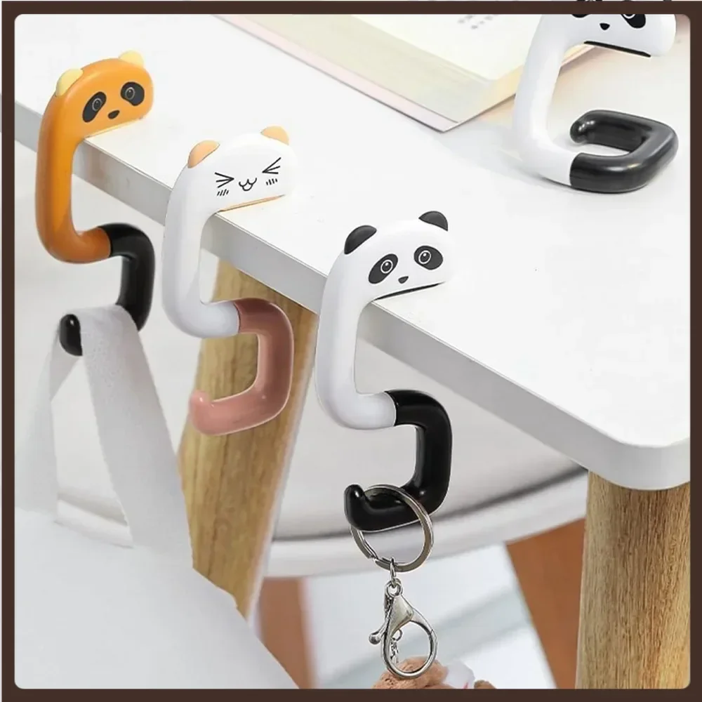 

Strong Load-Bearing Desktop Bag Hook Table-Side Non-Slip Schoolbag Key Hanger Hook Foldable Cartoon Animal Hooks