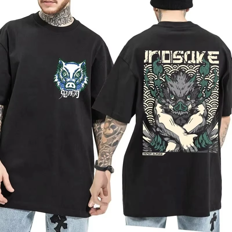 

Demon Slayer T Shirts Men's T Shirt Summer Unisex Short Sleeve Harajuku T Shirt Anime Hashibira Inosuke Cotton T-shirts