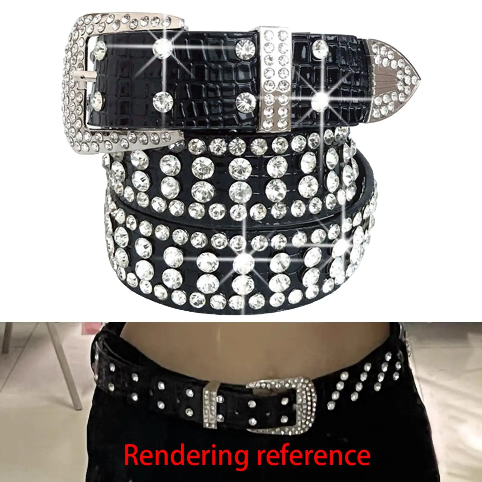 Bling Women Waist Belt Waistband Crystal Rhinestone Waist Cinch Belt Belt Western PU for Accessories Jeans Clothing Sacks