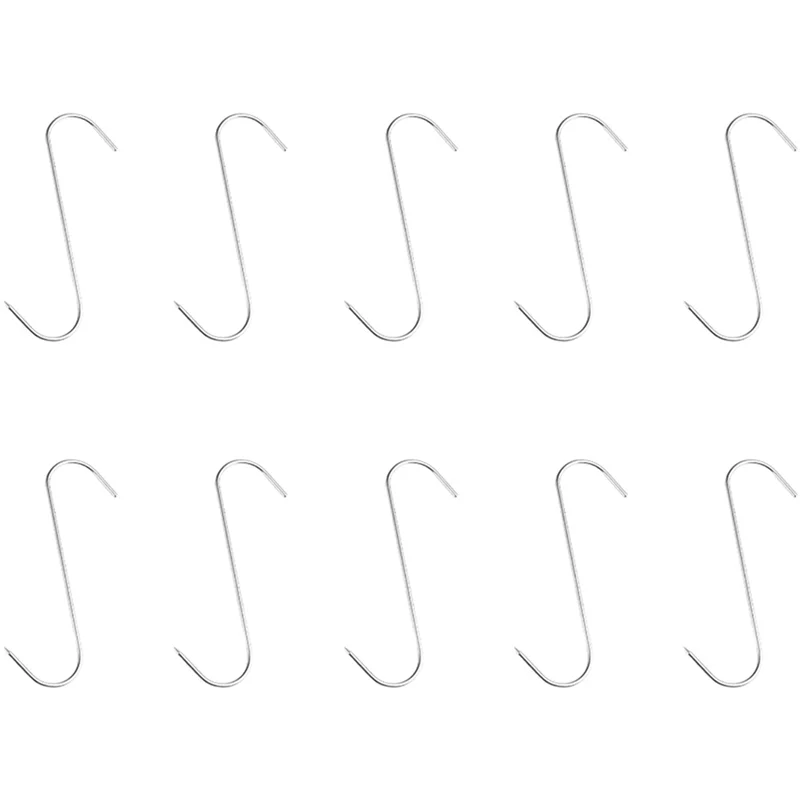 ABFW Stainless Steel Hooks,Meat Hook Tool for Hot and Cold Smoking Butchering Hunting Chicken BBQ Pork Sausage Hook 10Pcs