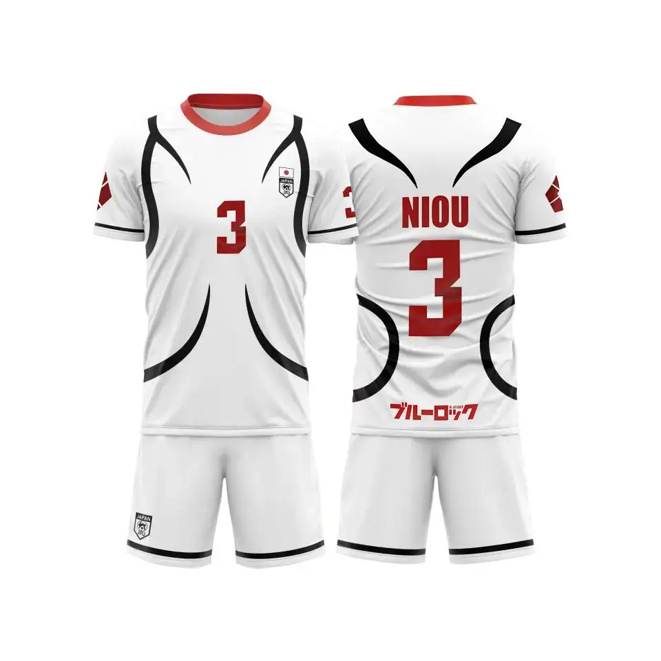 Blue Lock Japan U20 White Cartoon Anime Cosplay Men Jersey Summer Children Short Sleeve Set Fashion Women Cosplay Sets