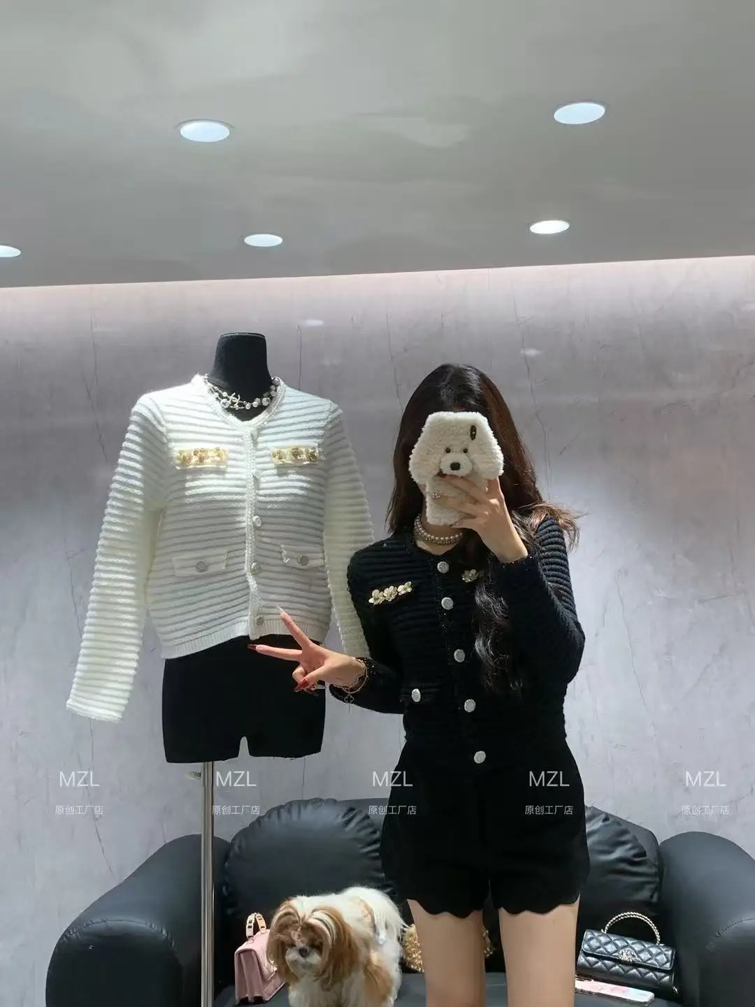 

Осенняя модная женская однобортная твидовая вязаная куртка с круглым вырезом, офисное женское рабочее пальто, приталенный кардиган, верхняя одежда C128