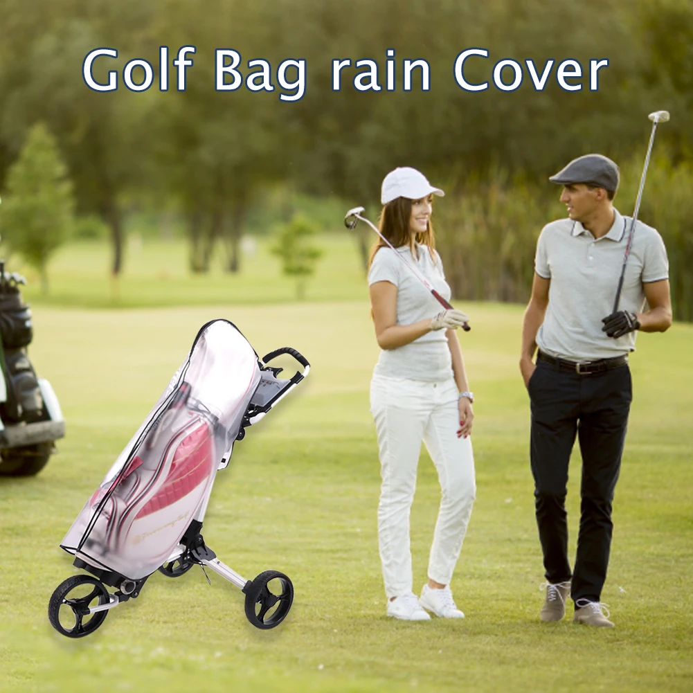 PVC Golf Bag Rain Cover Translucent Golf Bag Waterproof Cover with Zipper Golf Pole Bag Cover Portable Outdoor Golf Supplies