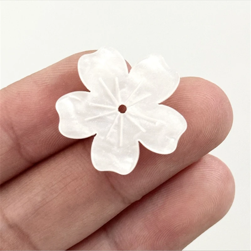 10Pcs/Lot 24MM Acetic Acid Craved Pink Flower Beads Torus Spacer Beads Charm Connectors Diy Hair Jewelry Making Resin Acessories