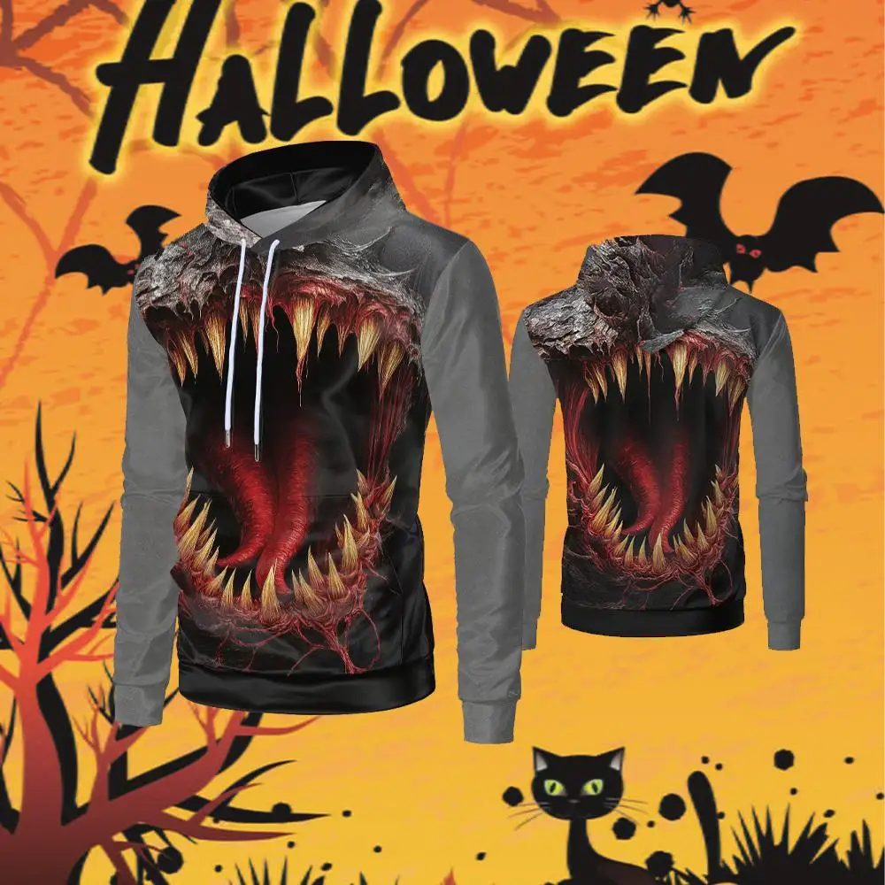 

2025 Halloween Horror 3D Rift Spider Print Hoodie Spring And Autumn Casual Pullover Men And Women Fashion Festival Clothing