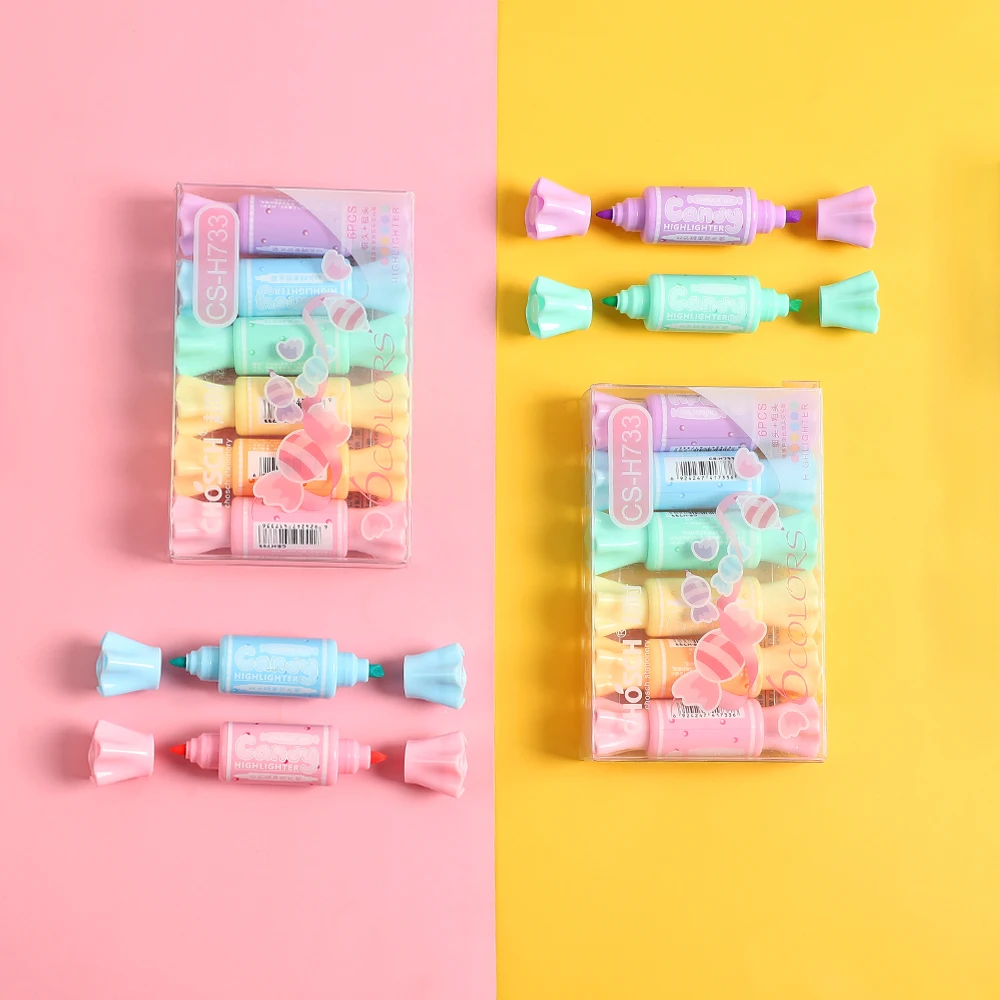 6pcs Double-headed Pastel Fluo - Highlighter Set Pastel review and price