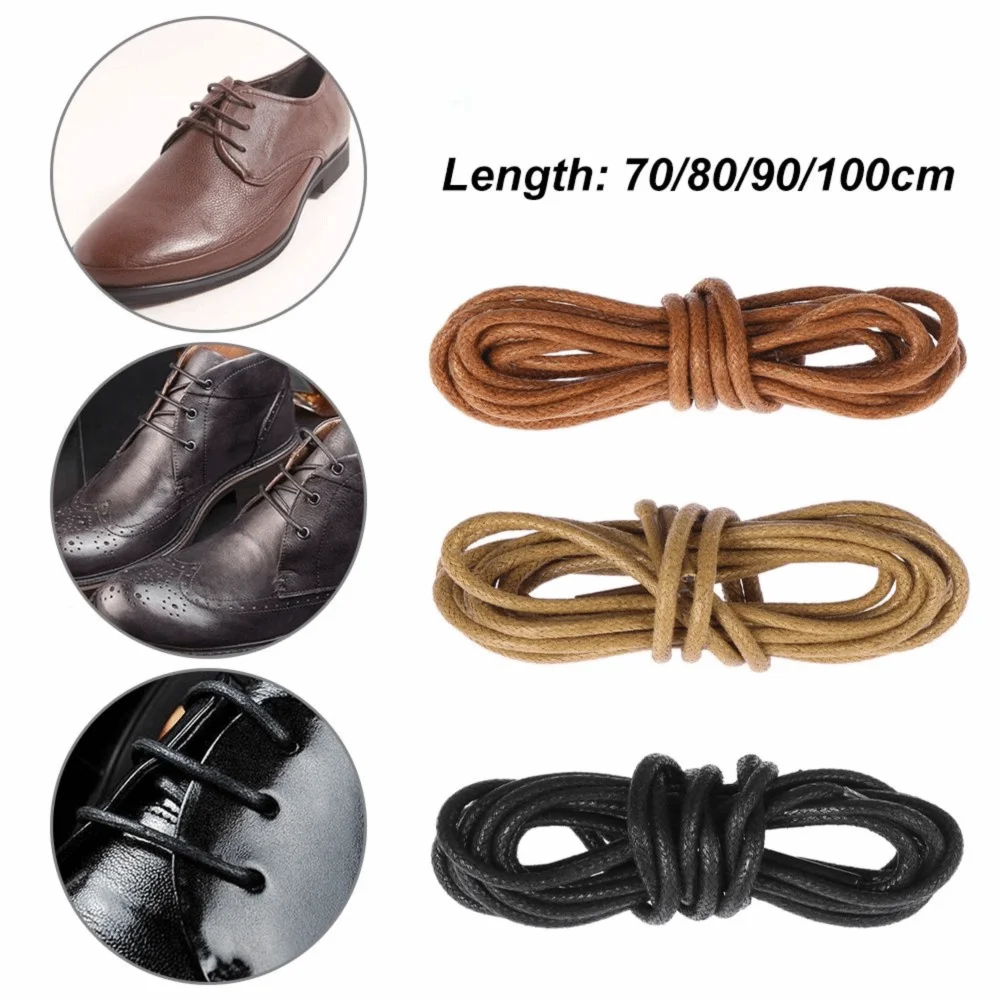 New Round Waxed Shoelaces Men Women 70/80/90/100cm Boots Laces Strings Shoes Accessories Sport Shoe