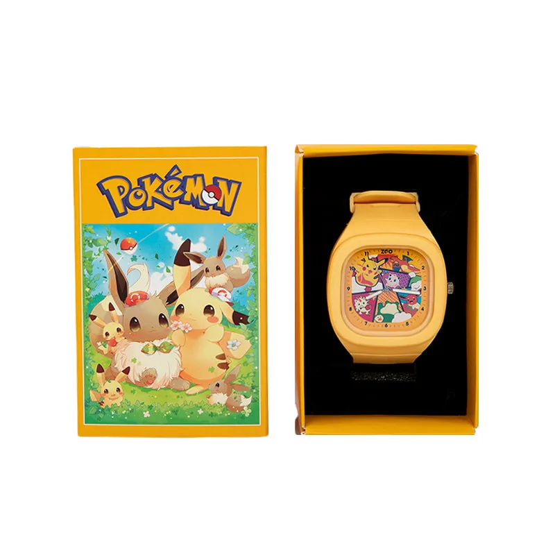 Pocket Monster Watch Anime Pikachu Cartoon Children\'s Quality Cute Square Watch Gift Box Series Children\'s Gifts