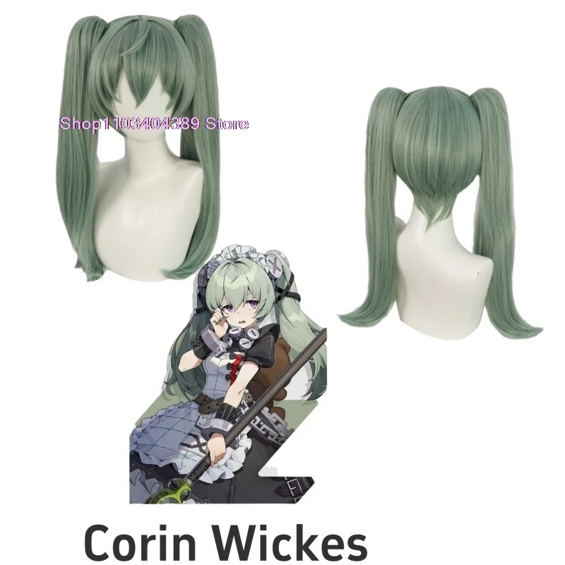 Game Zenless Zone Zero Corin Wickes Cosplay Wig Corin Cosplay Matcha Green Twin Tail Hair 56cm Halloween Carnival Prop Role Play