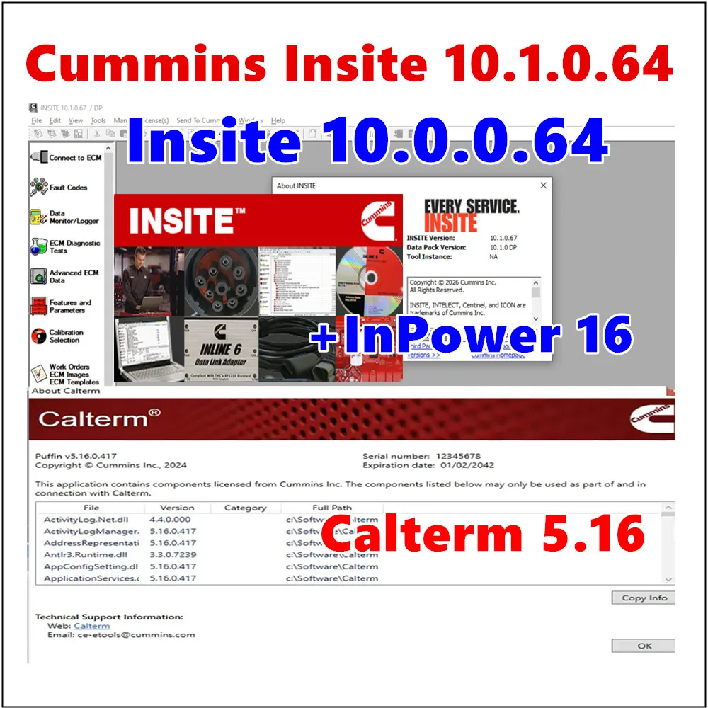 2026 Cummins Insite 10.1 Pro / 10.0 Pro Calterm 5.16 InPower Pro16 Diagnostic Software for CMS Engine Diagnosis Remote Install