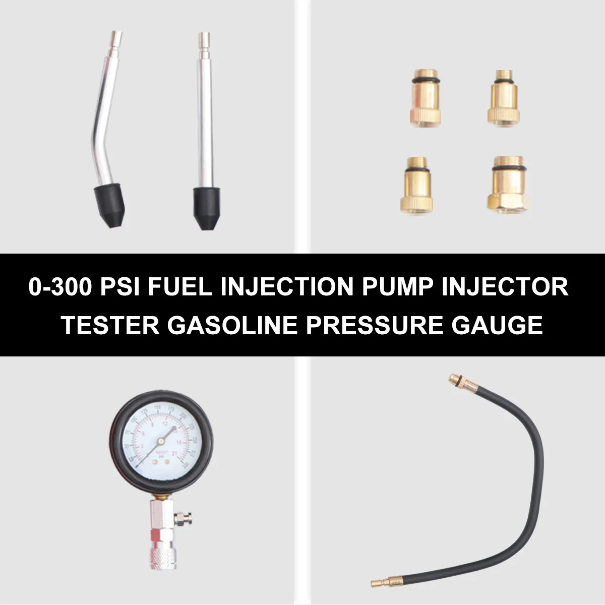 

Cylinder Compression Tester 0-300 Psi Pressure Gauge Fuel Injection Pump Injector Tester Spark Plug Adapters M10