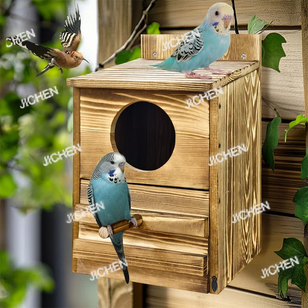 

HSScreech Сова Дом Коробка для птиц Сова Большая деревянная круглая открывающаяся коробка ручной работы для улицы с крепежными винтами