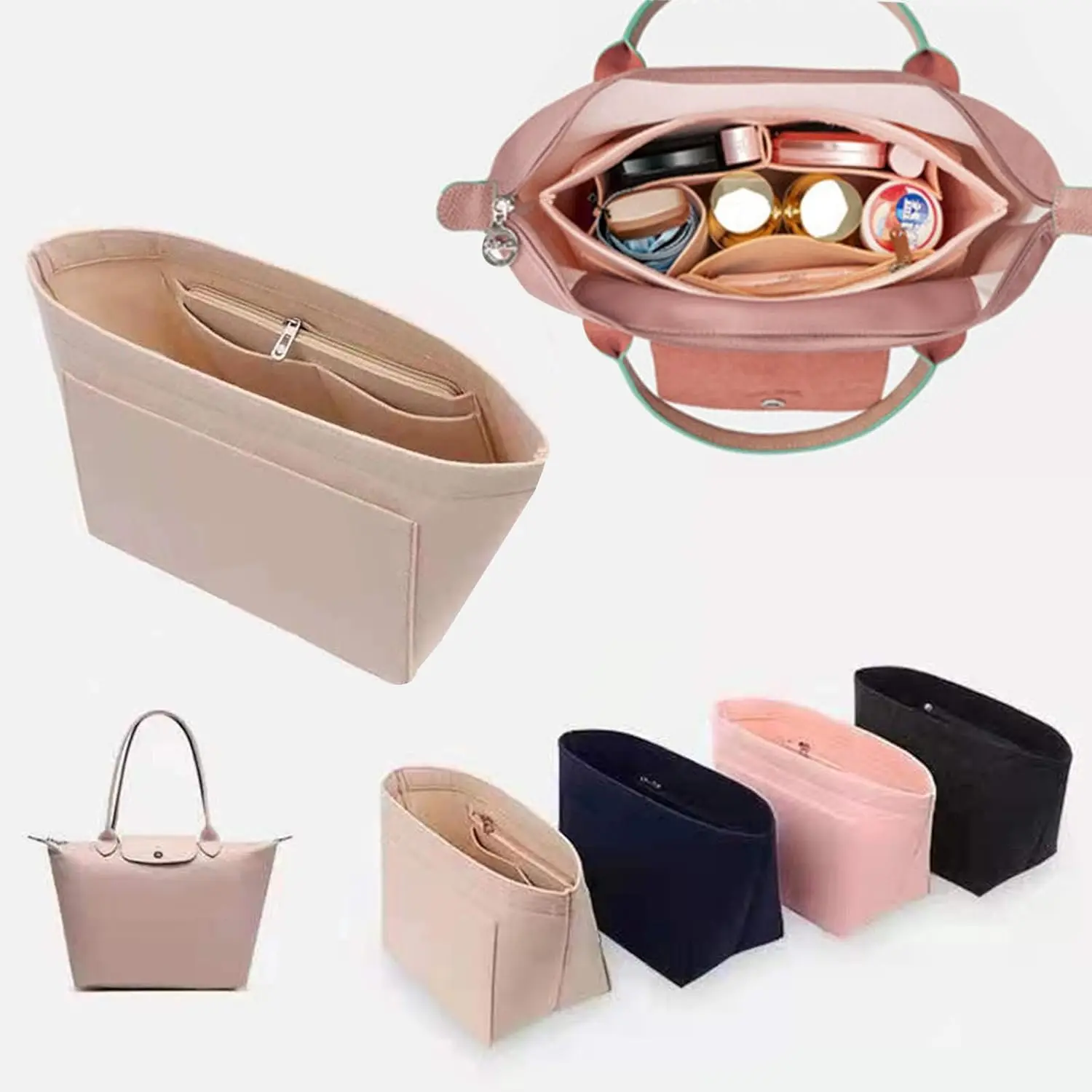 High-quality Felt Handbag Insert Bag Storage Bag Support Internal Bag Portable Organization Purse Liner for For Longchamp