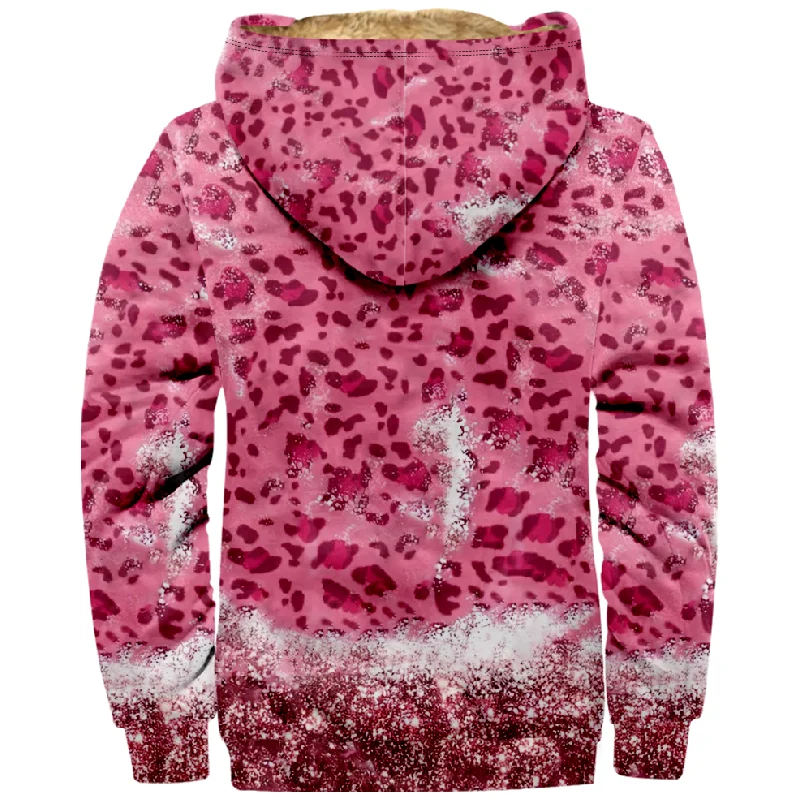 New Leopard Pattern Creative Cotton Coat Hooded Sweater Casual Print Long Sleeve Zipper Sweater Thick Cotton Coat Winter Style 1