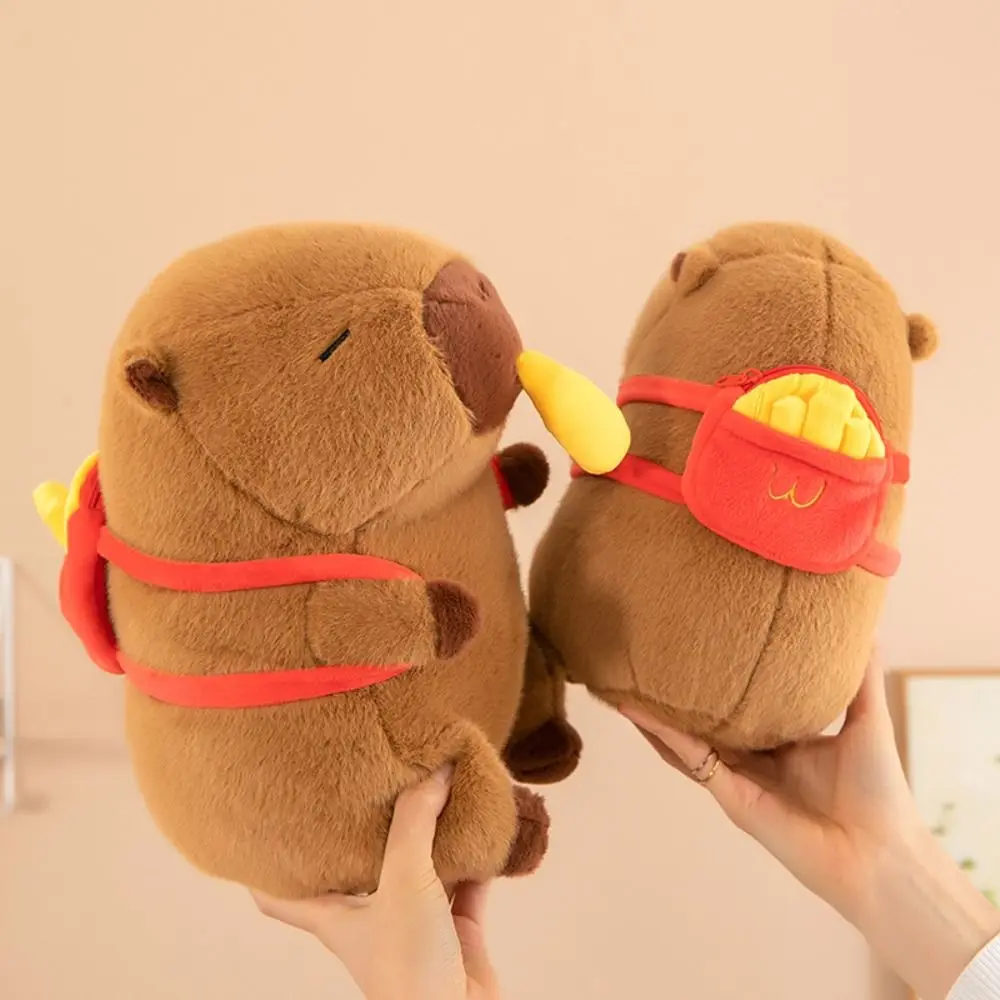 Simulation French Fries Capybara Plush Toy With Stretchable Cute Doll Capibara Anime Fluffty Toy 30cm Soft Capybara Plush Doll