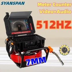 Cámara de inspección de tuberías Pantalla 10,1 + 1080P Transmisor y localizador de 512 HZ Vídeo + Grabación de audio Imagen 8X Ampliar + Contador de metros