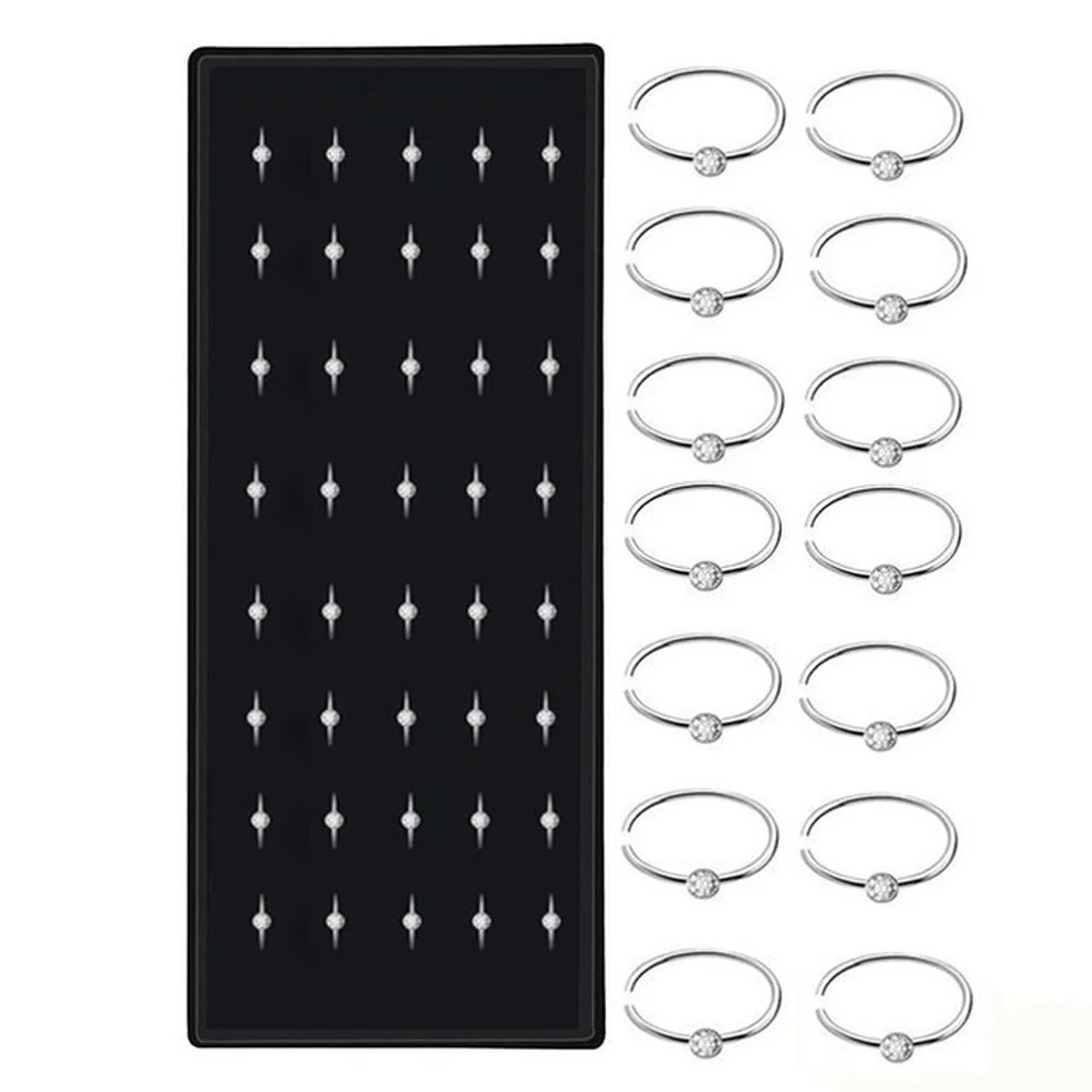 40/60PC Set Mode Kristall C Form Nasenring Edelstahl Mehrfarbige Biegung Nasenstecker für Frauen Aro Nariz Anneau Nez Piercing – Detail 6