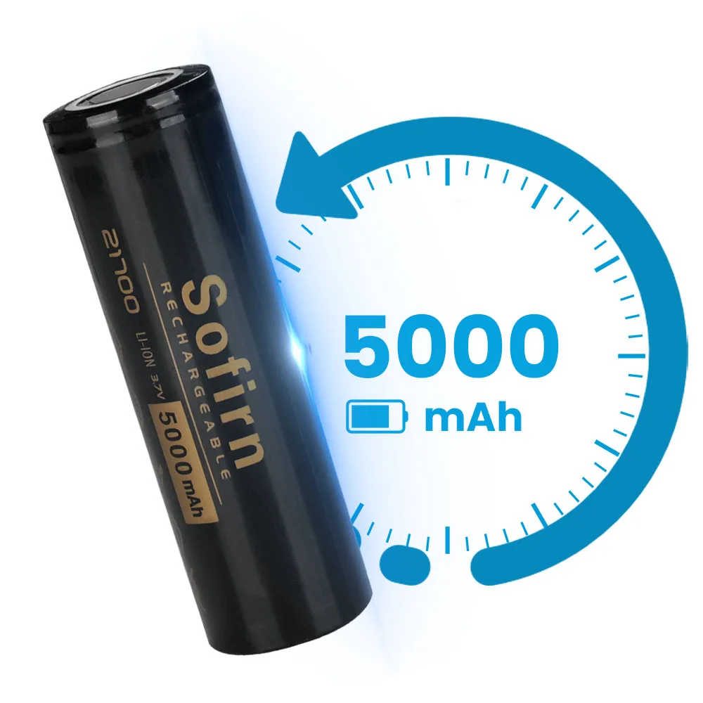 Sofirn 21700 5000MAh بطارية مسطحة قابلة للشحن عالية الطاقة التفريغ 3.7 فولت ليثيوم أيون 21700 خلية SM11 مصباح يدوي الهبة