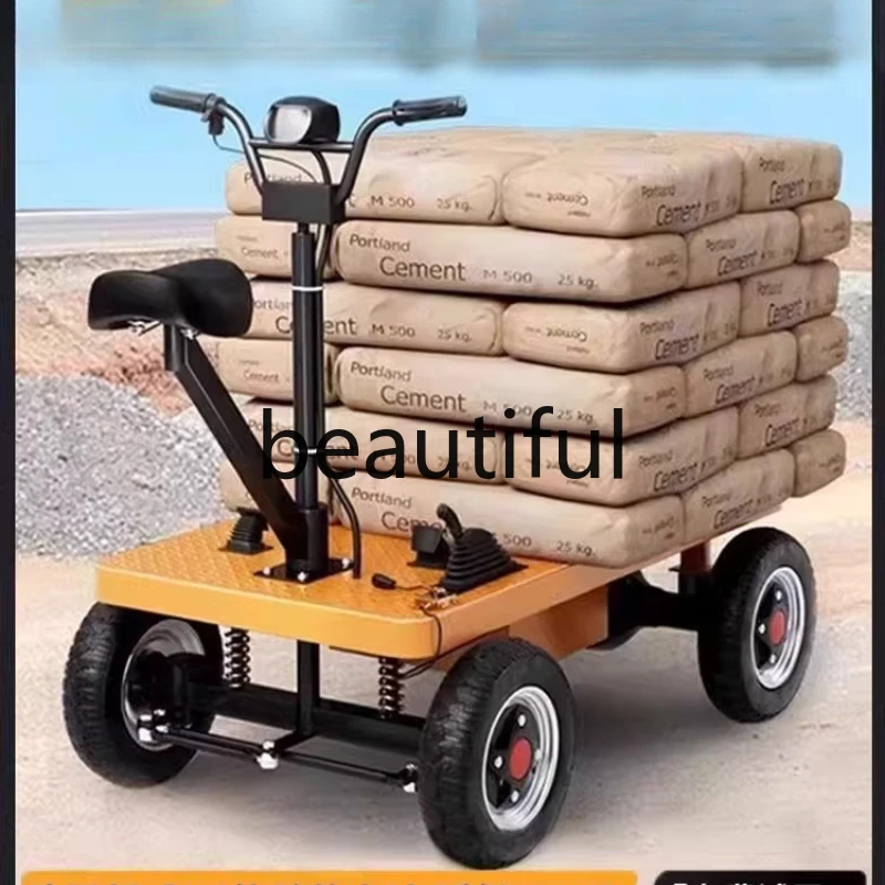 

Электрический четырехколесный плоский грузовик, грузовой грузовик со склада, грузовик с ручным транспортировкой в теплице