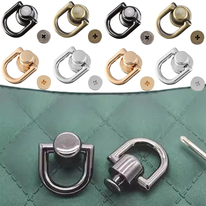 D-shaped Ring Bag Side Clip Buckles Retro Metal Double D Buckle Handbag Chain Handles Connector Bag Strap Hardware Accessories