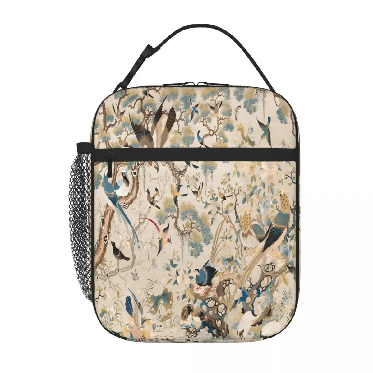 Bestselling Silk Tapestry With Embroidered Birds Military Style School Lunch Bag High School Insulated Snack Tote